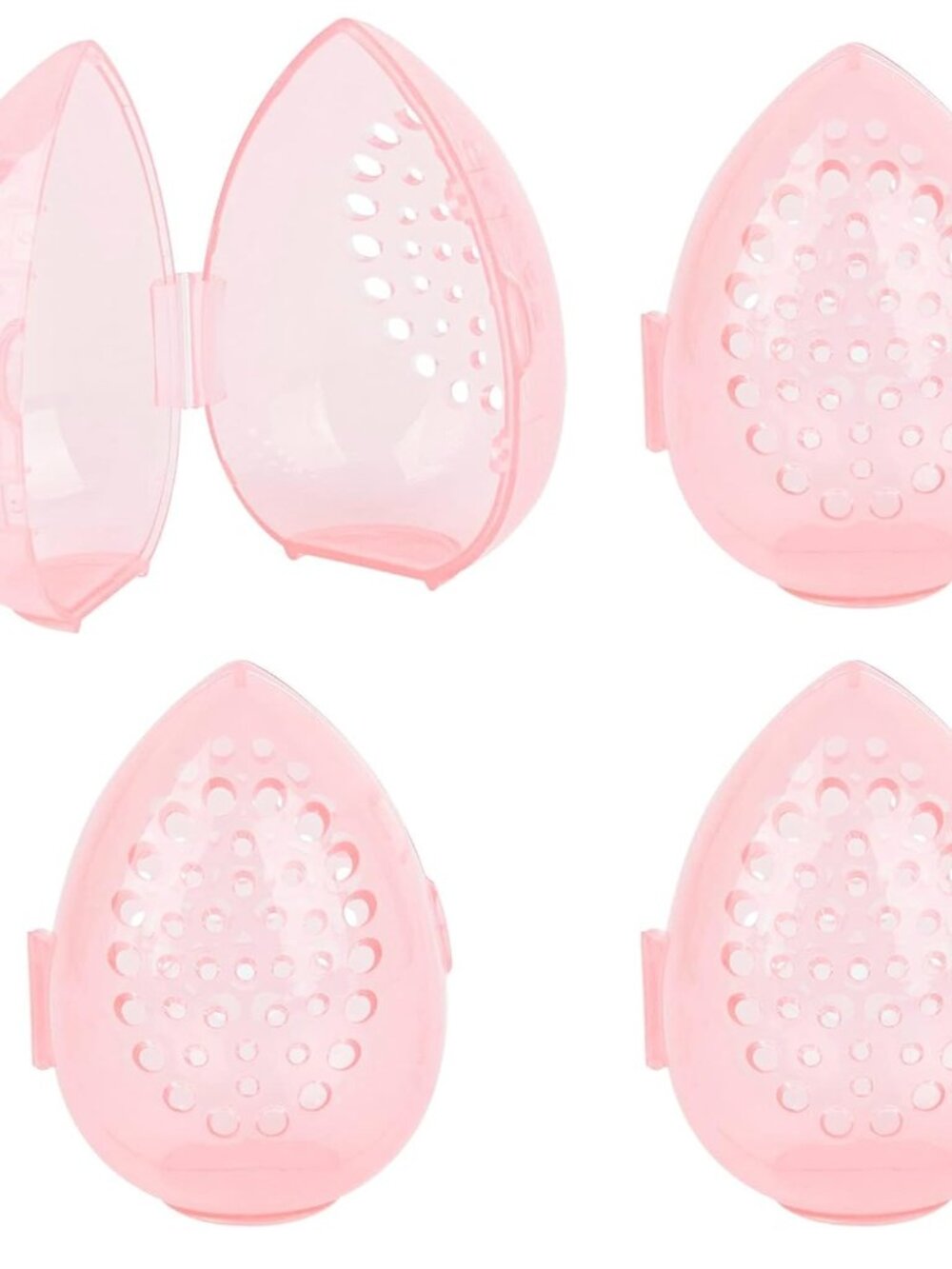 4 Pack Pink Makeup Beauty Sponge Case Holder Egg Storage for Women